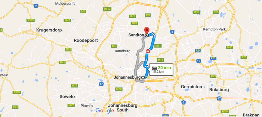 Johannesburg to Sandton